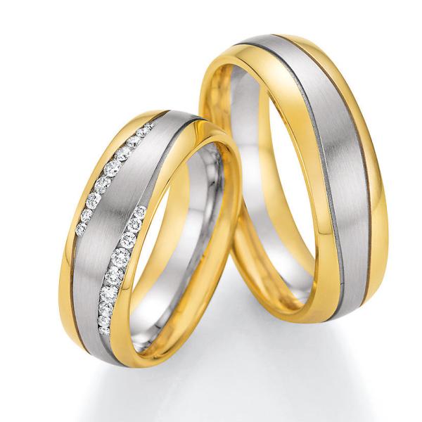 Nowotny-Collection Ruesch Trauringe Weiss-Gelbgold 02/51170-065 + 02/51180-065